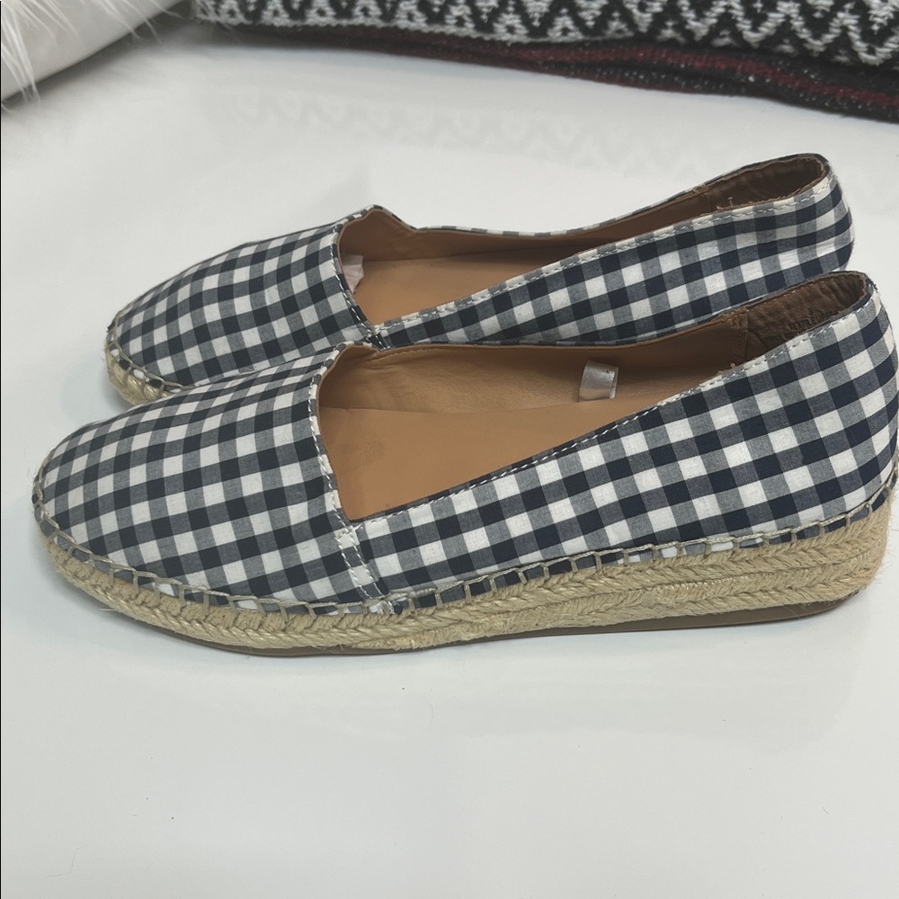 Gingham Espadrilles Navy and White Merona Sonya Size 8